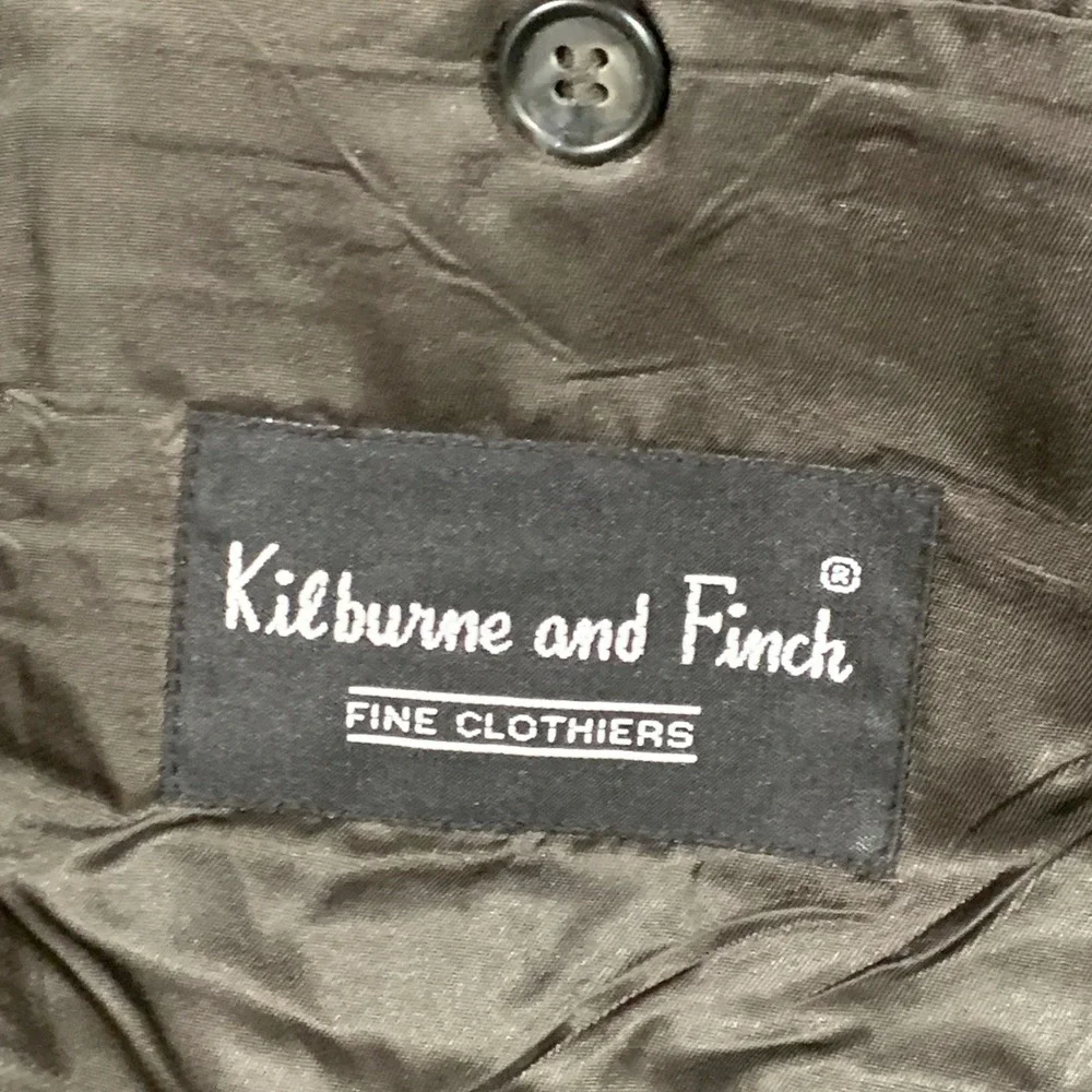 Kilburne and‎ Finch Mens 43R Gray Pinstripe Double Breasted Blazer Wool Blend